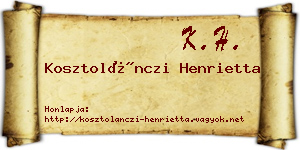 Kosztolánczi Henrietta névjegykártya